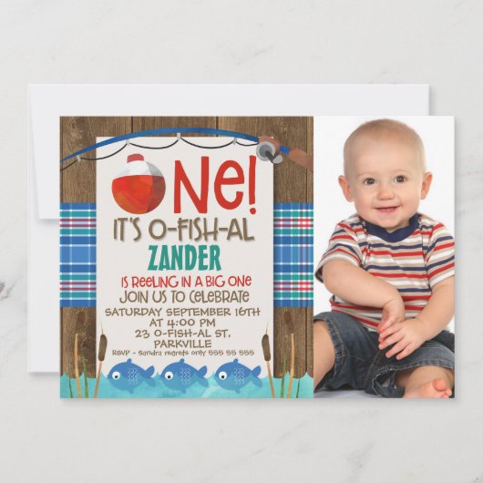 O fish ally one photoverjaarparty party uitnodigin kaart (Voorkant)