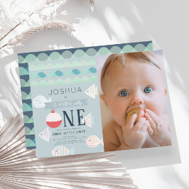 O-fish-ally One Vissen Boy 1st Birthday Foto Kaart