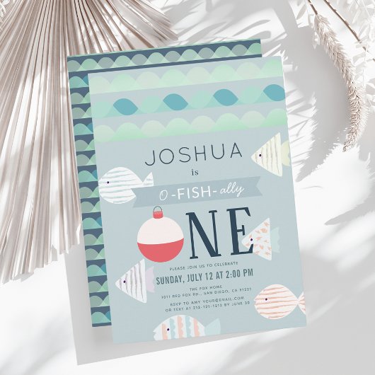 O-fish-ally One Vissen Boy 1st Birthday Kaart