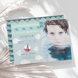 O-fish-ally One Vissen Boy Birthday Foto Kaart