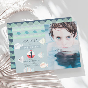 O-fish-ally One Vissen Boy Birthday Foto Kaart