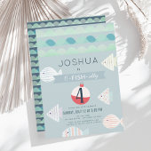 O-fish-ally One Vissen Boy Birthday Invitation Kaart