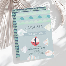 O-fish-ally One Vissen Boy Birthday Invitation Kaart