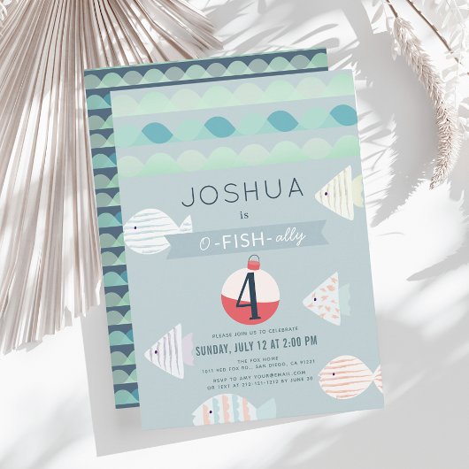 O-fish-ally One Vissen Boy Birthday Invitation Kaart