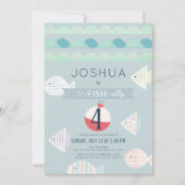 O-fish-ally One Vissen Boy Birthday Invitation Kaart (Voorkant)