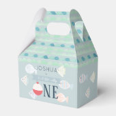 O-fish-ally One Vissen Boy Turquoise Birthday Bedankdoosjes (Voorkant Zijde)