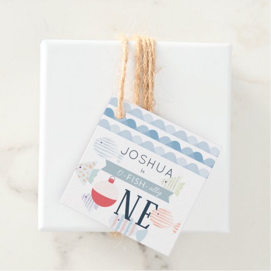 O-fish-ally One Vissen Boy White 1st Birthday Bedankjes Labels (In situ)