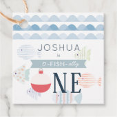 O-fish-ally One Vissen Boy White 1st Birthday Bedankjes Labels (Voorkant)