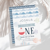 O-fish-ally One Vissen Boy White 1st Birthday Kaart