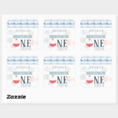 O-fish-ally One Vissen Boy White 1st Birthday Vierkante Sticker (Vel)