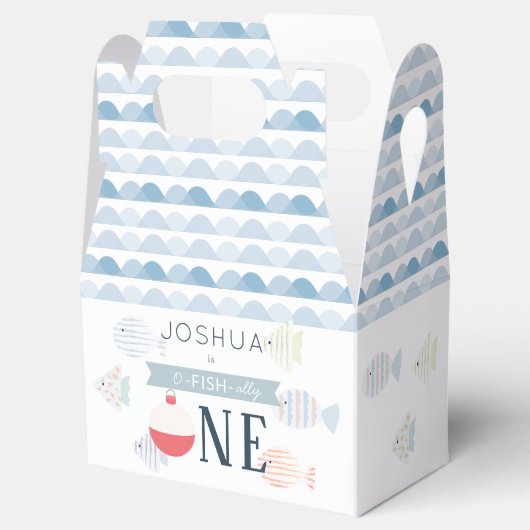 O-fish-ally One Vissen Boy White Birthday Bedankdoosjes (Geopend)