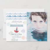 O-fish-ally One Vissen Boy White Birthday Foto Kaart (Voorkant)