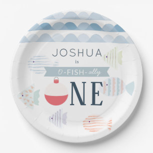 O-fish-ally One Vissen Boy White Birthday Papieren Bordje