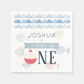 O-fish-ally One Vissen Boy White Birthday Servet (Voorkant)