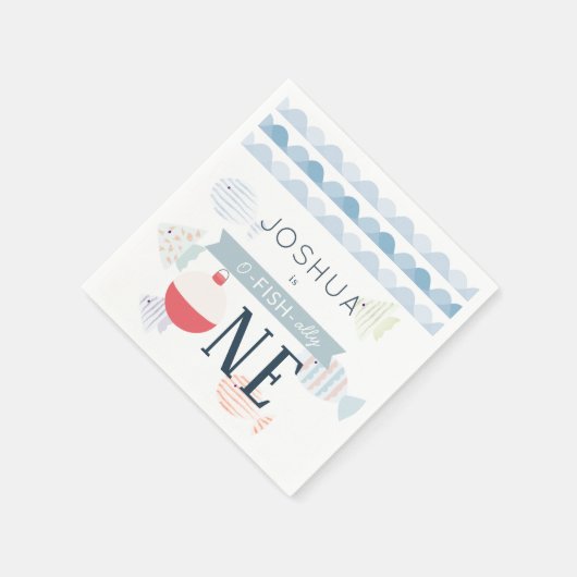 O-fish-ally One Vissen Boy White Birthday Servet (Hoek)