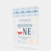 O-fish-ally One Vissen Boy White Birthday Welcome Acryl Bord (Hoek)