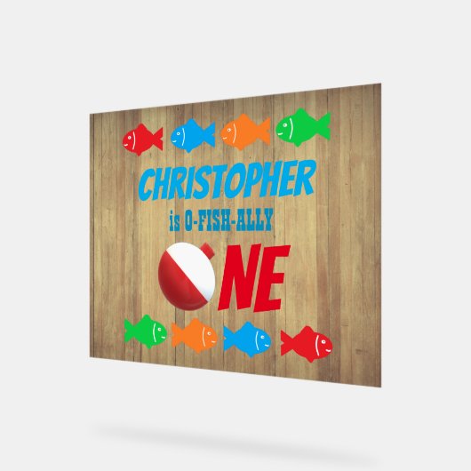 O-Fish-Ally One Vist 1e verjaardag Acryl Bord (Hoek)