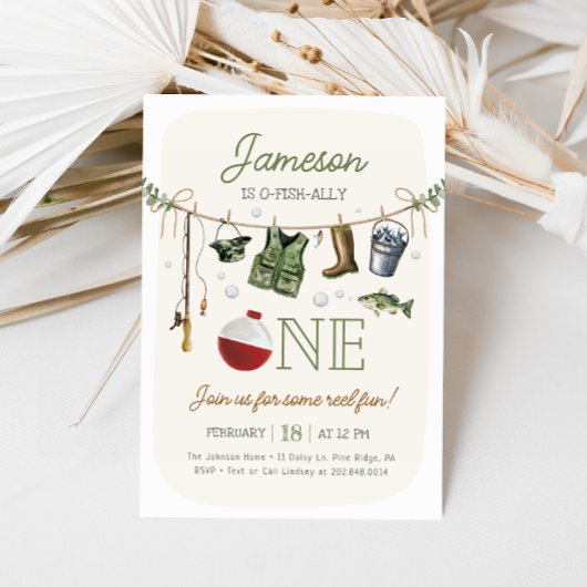 O-fish-ally One Vist 1e verjaardag Foto Kaart