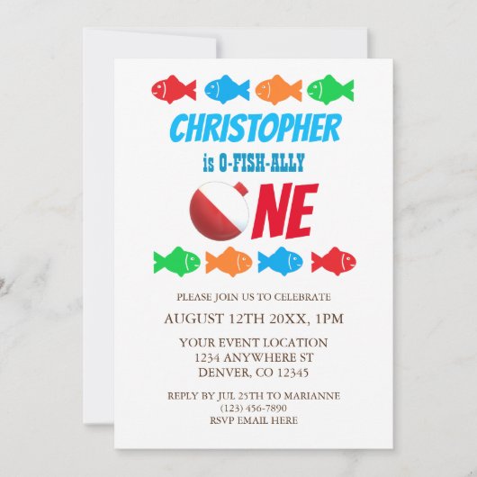 O-Fish-Ally One Vist 1e verjaardag Kaart (Voorkant)