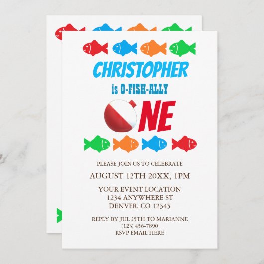 O-Fish-Ally One Vist 1e verjaardag Kaart (Voorkant / Achterkant)