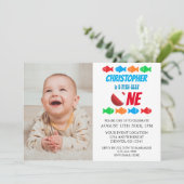 O-Fish-Ally One Vist 1e verjaardag Kaart (Staand voorkant)