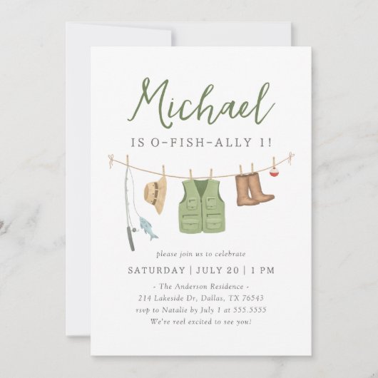 O-Fish-Ally One Vist 1e verjaardag Kaart (Voorkant)