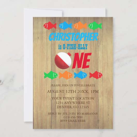 O-Fish-Ally One Vist 1e verjaardag Kaart (Voorkant)