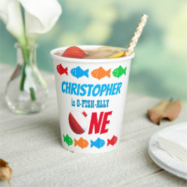 O-Fish-Ally One Vist 1e verjaardag Papieren Bekers