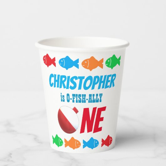 O-Fish-Ally One Vist 1e verjaardag Papieren Bekers (Voorkant)