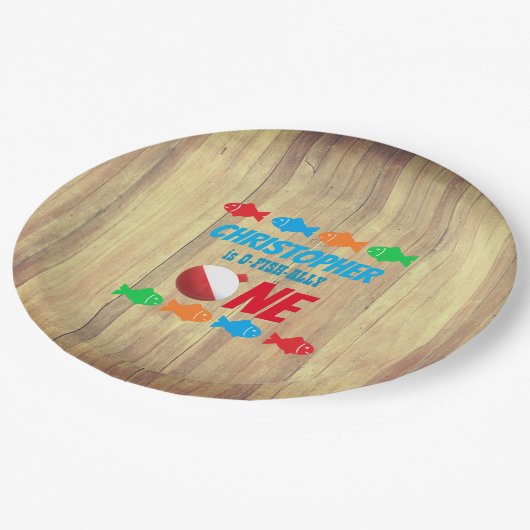 O-Fish-Ally One Vist 1e verjaardag Papieren Bordje (Gekanteld)