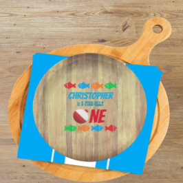 O-Fish-Ally One Vist 1e verjaardag Papieren Bordje