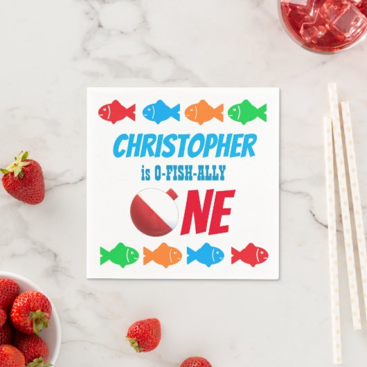 O-Fish-Ally One Vist 1e verjaardag Servet (Insitu)