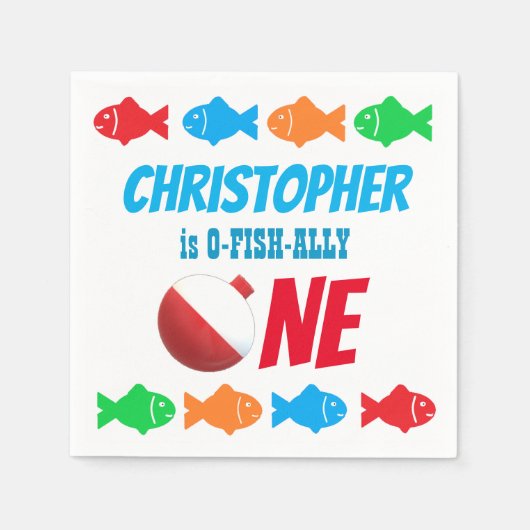 O-Fish-Ally One Vist 1e verjaardag Servet (Voorkant)