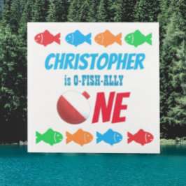O-Fish-Ally One Vist 1e verjaardag Servet