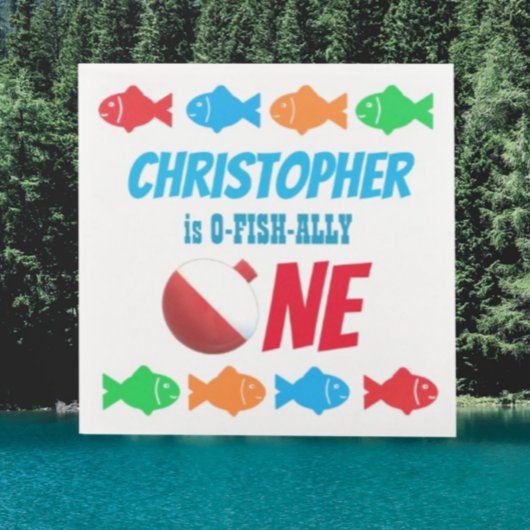 O-Fish-Ally One Vist 1e verjaardag Servet