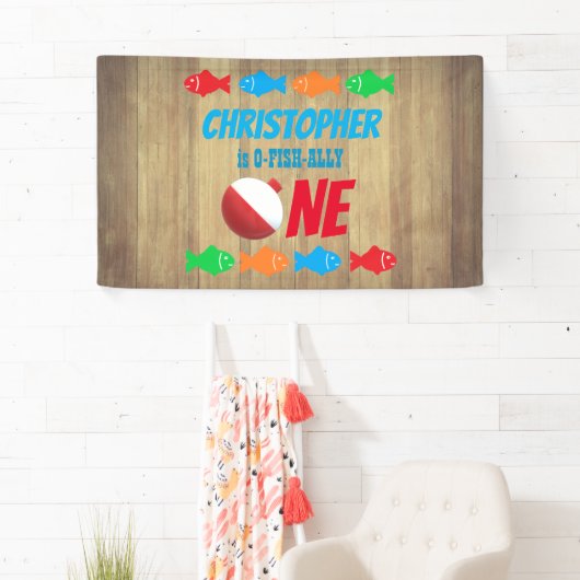 O-Fish-Ally One Vist 1e verjaardag Spandoek (Insitu)