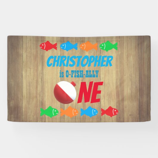 O-Fish-Ally One Vist 1e verjaardag Spandoek (Horizontaal)