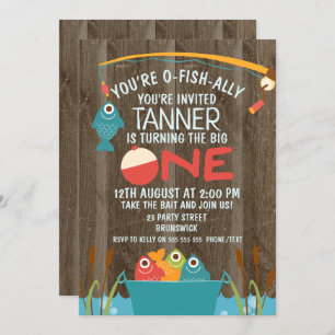 O-Fish-ally One Vist 1e verjaardag uitnodiging