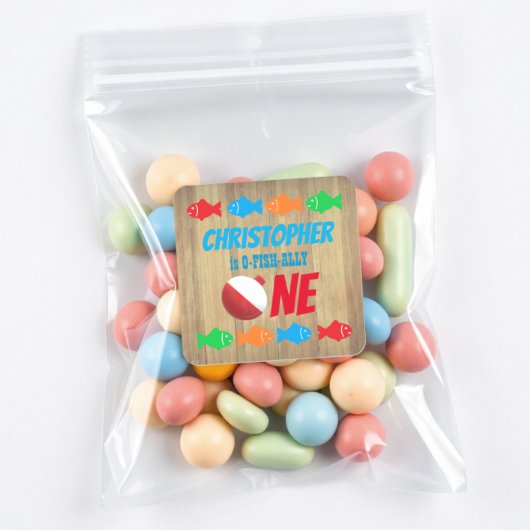 O-Fish-Ally One Vist 1e verjaardag Vierkante Sticker