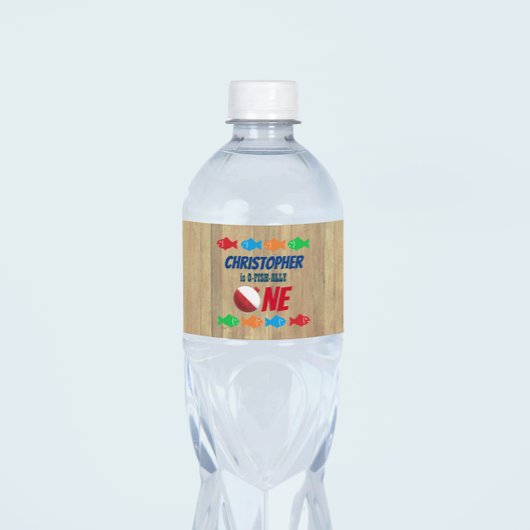 O-Fish-Ally One Vist 1e verjaardag Waterfles Etiket