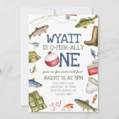 O-Fish-Ally One Vist 1e verjaardagsuitnodiging Kaart (Voorkant)