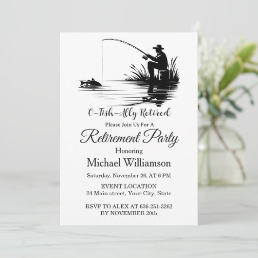 O-Fish-Ally Retired Fishing Retirement Party Kaart (Staand voorkant)