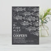 O-Fish-Ally schoolbord Vist verjaardag Kaart (Staand voorkant)