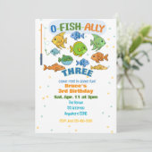 O-Fish-Ally Three, Colorful Fishing 3rd Birthday Kaart (Staand voorkant)