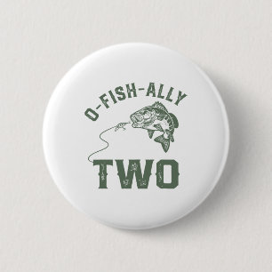 O-fish-ally Twee Verjaardagsdecoraties 2e Verjaard Ronde Button 5,7 Cm