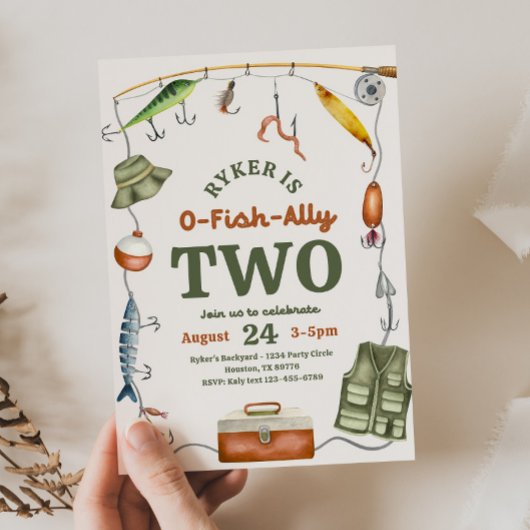 O-Fish-Ally twee verjaardagsuitnodiging Kaart