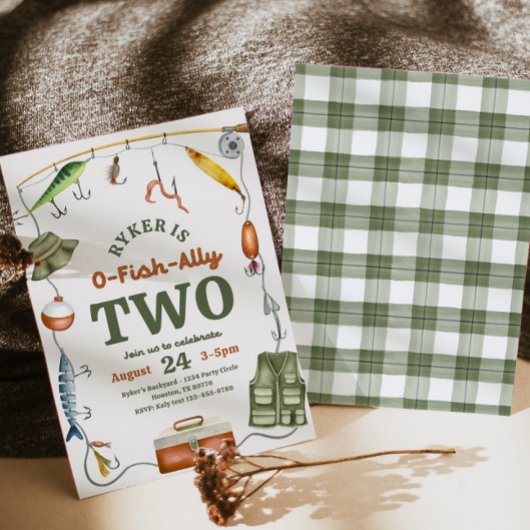 O-Fish-Ally twee verjaardagsuitnodiging Kaart