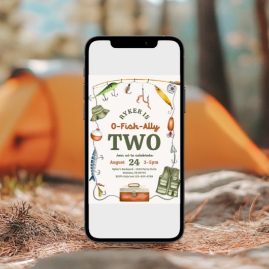 O-Fish-Ally twee verjaardagsuitnodiging Kaart