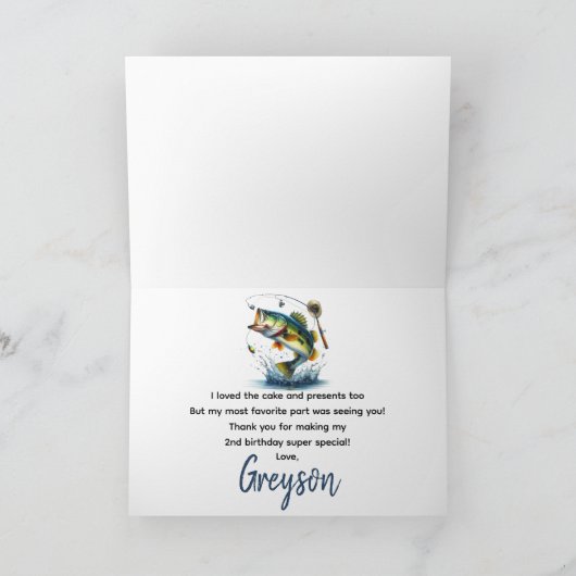 O-Fish-Ally Two Vist tweede verjaardag Bedankkaart (Binnen)