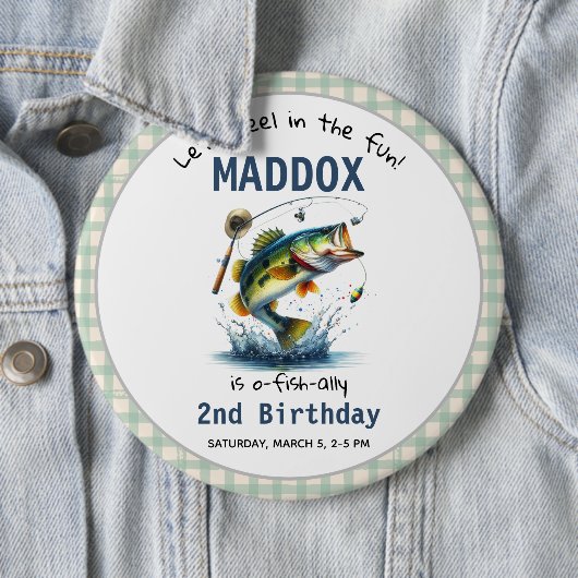 O-Fish-Ally Two Vist tweede verjaardag Ronde Button 6,0 Cm (In situ)